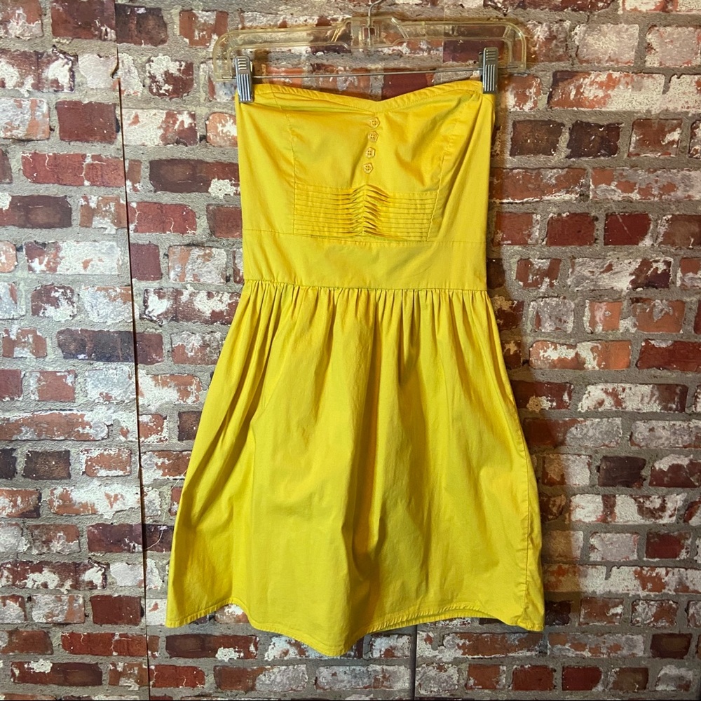 [Bebop]S Strapless Yellow Pin Up Style Sun Dress - Picture 3 of 8